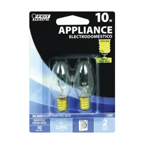 Feit Electric Light Bulbs, Appliance, Candelabra, Clear, 10 Watts, 2 Pack - 2 bulb