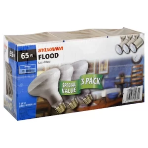 Sylvania Light Bulbs, BR30 Flood, 65 W - 3 bulbs